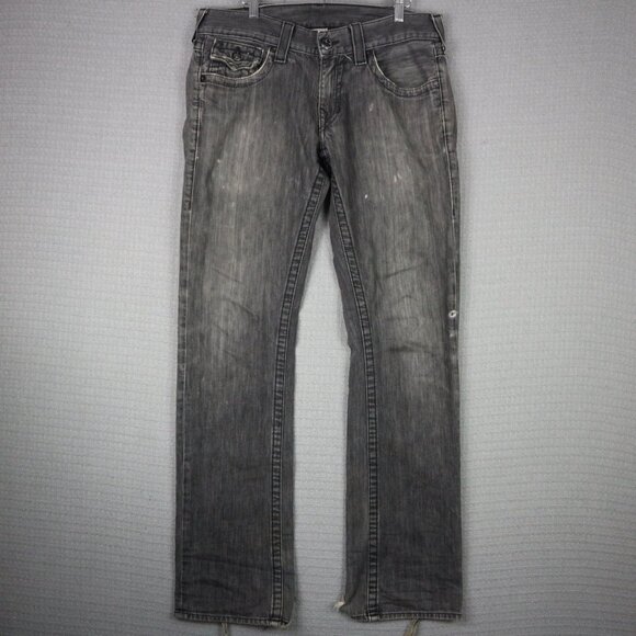 True Religion Ricky Thick Stitch Flare Denim Distressed 31 - Picture 2 of 8